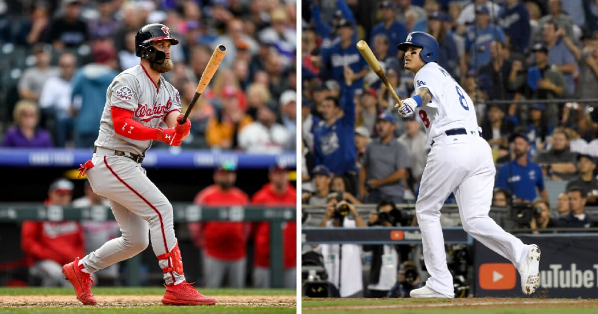 Bryce Harper, left, and Manny Machado, right, are both looking to cash in with big free-agent deals this offseason.