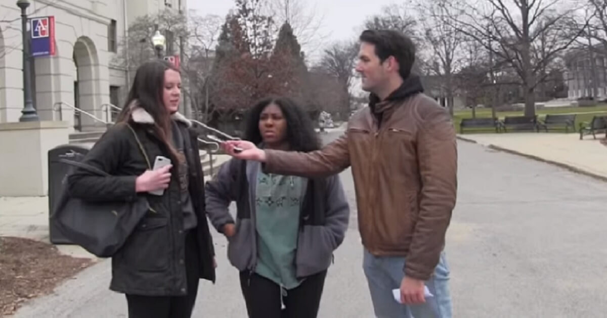 Campus Reform correspondent interviews two female students.