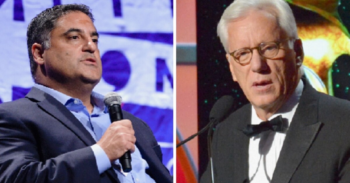 Cenk Uygur, left; and conservative actor James Woods, right.