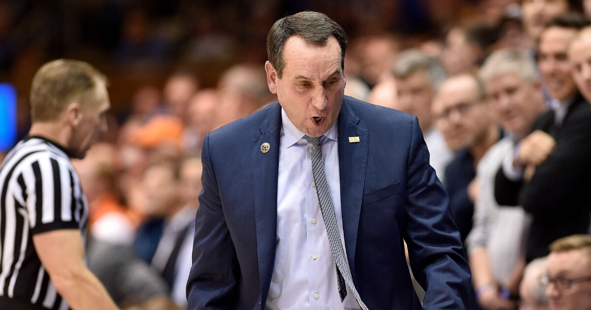 Duke basketball coach Mike Krzyzewski reacts during a 95-91 overtime loss to the Syracuse Orange at Cameron Indoor Stadium on Monday.