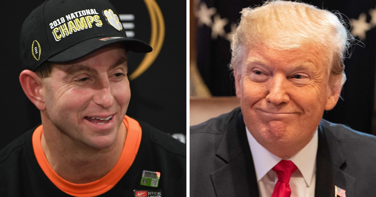 Clemson football coach Dabo Swinney, left, and his national champion Tigers will visit the White House to meet with President Donald Trump, right.