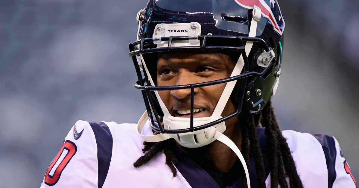 Houston Texans wide receiver DeAndre Hopkins smiles as he warms up before a Dec. 15 game against the New York Jets at MetLife Stadium.