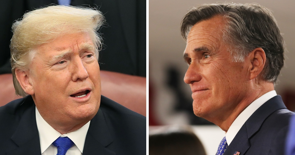 President Donald Trump, left, and Sen.-elect Mitt Romney, right.