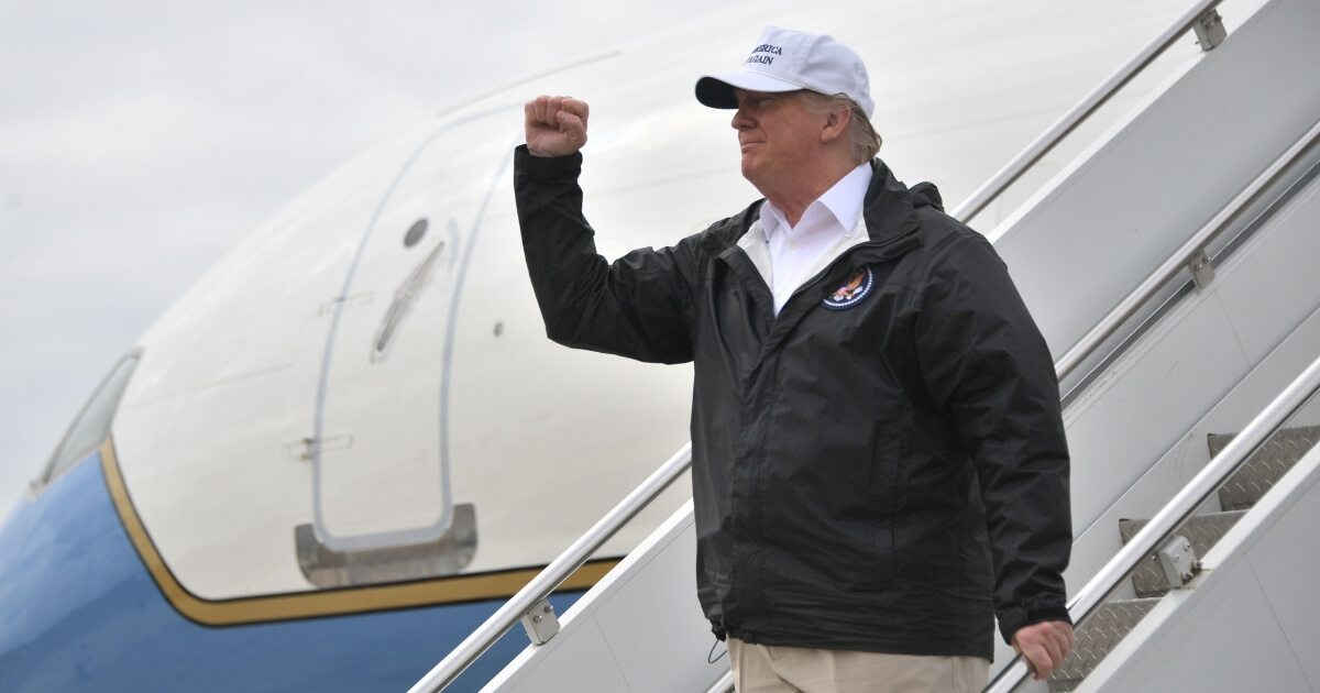 President Donald Trump arrives at McAllen International Airport in Texas on Thursday.