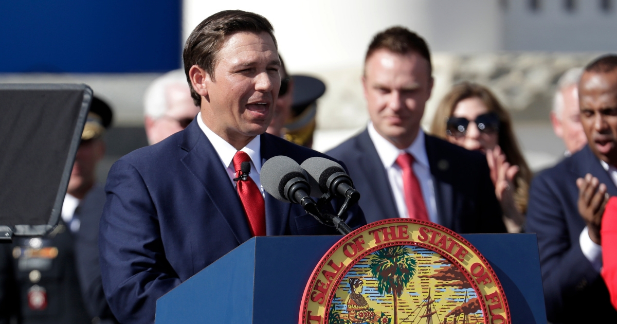 Florida Gov. Ron DeSantis speaks during an inauguration ceremony, Jan. 8, 2019, in Tallahassee, Florida.