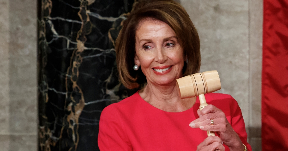 House Speaker Nancy Pelosi of California holds the gavel at the Capitol in Washington, Jan. 3, 2019.