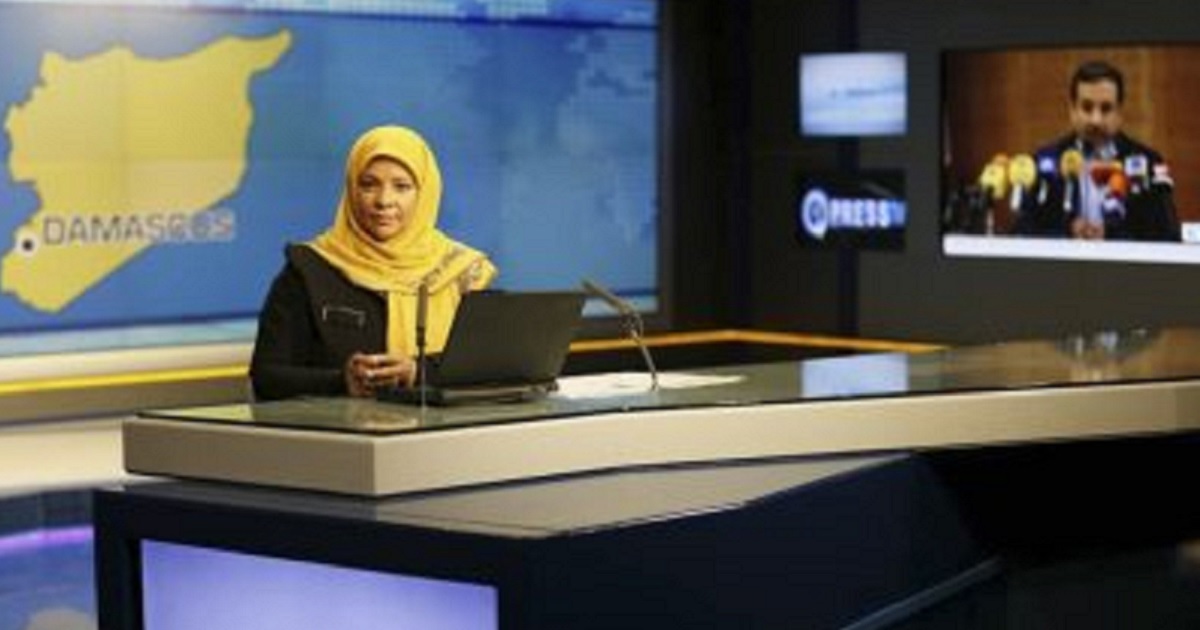 Marzieh Hashemi, an American-born news anchor for Iran's Press TV, is pictured in a file photo at a studio in Tehran.