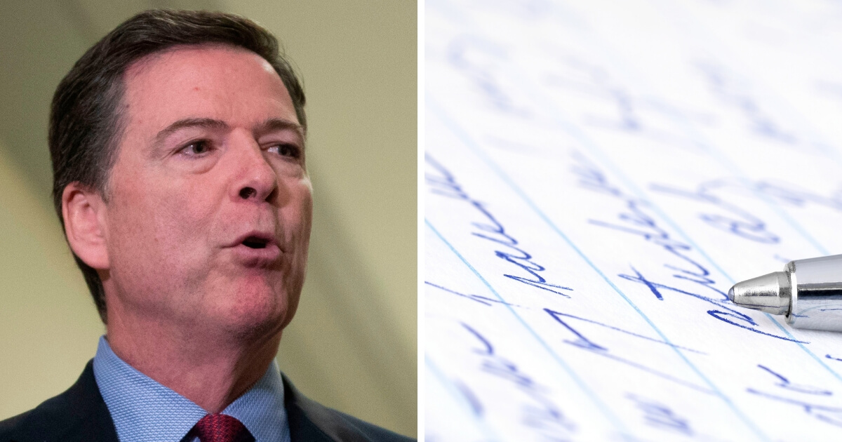 Former FBI Director James Comey alongside handwritten notes.