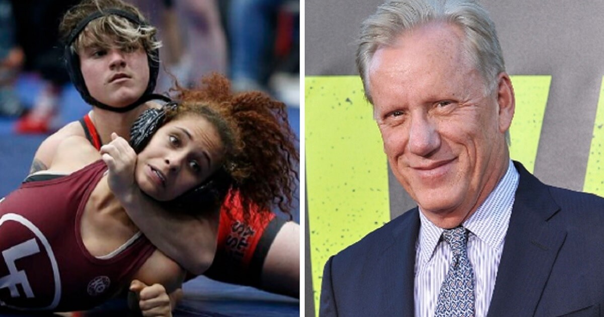 High school wrestling match; left, and James Woods, right.
