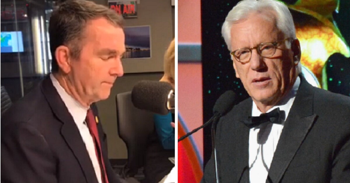 Virginia Gov. Ralph Northam, left; and conservative actor James Woods, right.