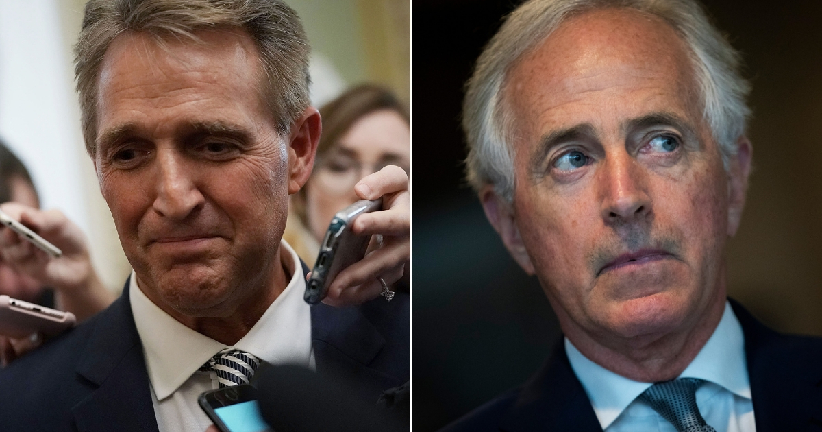 Sen. Jeff Flake, left, and Sen. Bob Corker, right.