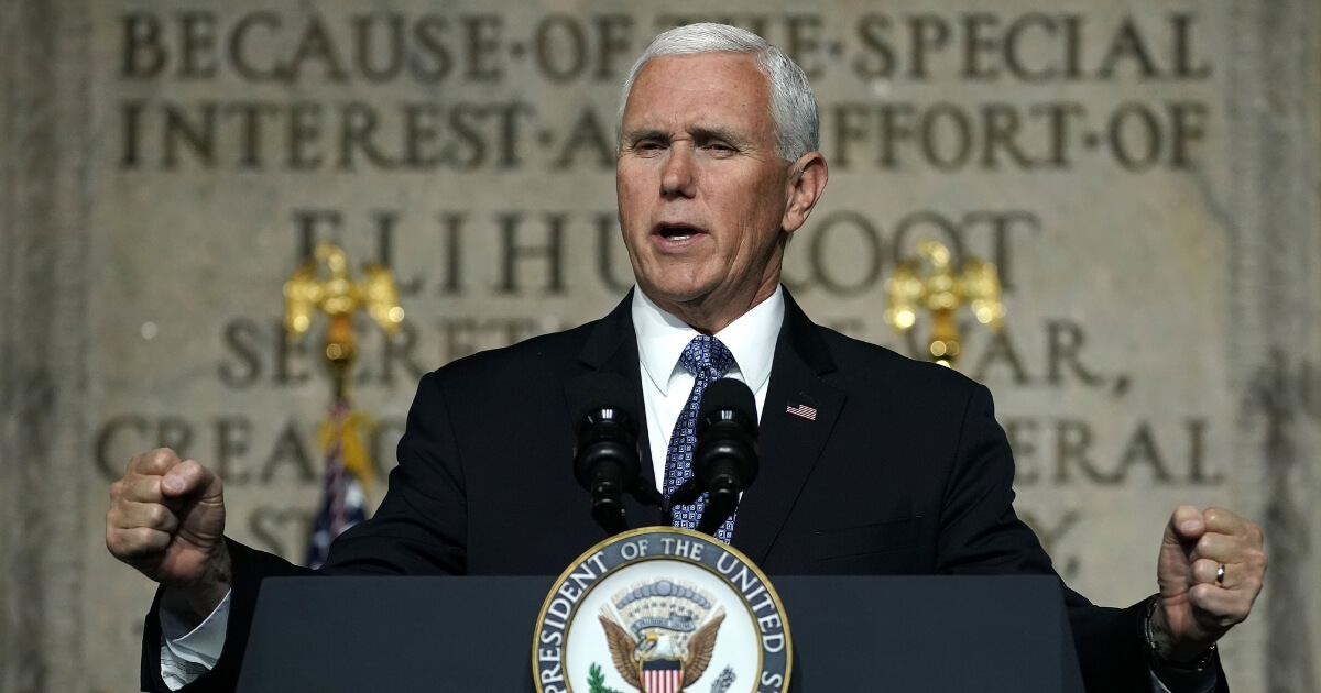 Vice President Mike Pence speaks during the fourth meeting of the National Space Council at National Defense University at Fort McNair Oct. 23, 2018, in Washington, D.C.