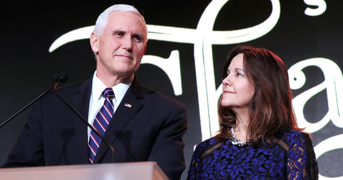 U.S. Vice President Mike Pence and Karen Pence speak at the Save the Storks 2nd Annual Stork Charity Ball at the Trump International Hotel on Jan. 17, 2019, in Washington, D.C.