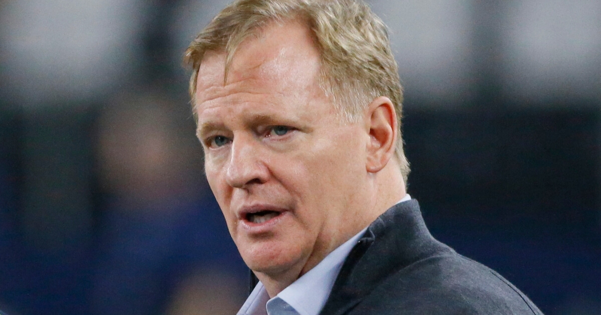 NFL Commissioner Roger Goodell is seen at the NFC wild-card game Jan. 5 between the Dallas Cowboys and the Seattle Seahawks in Arlington, Texas.