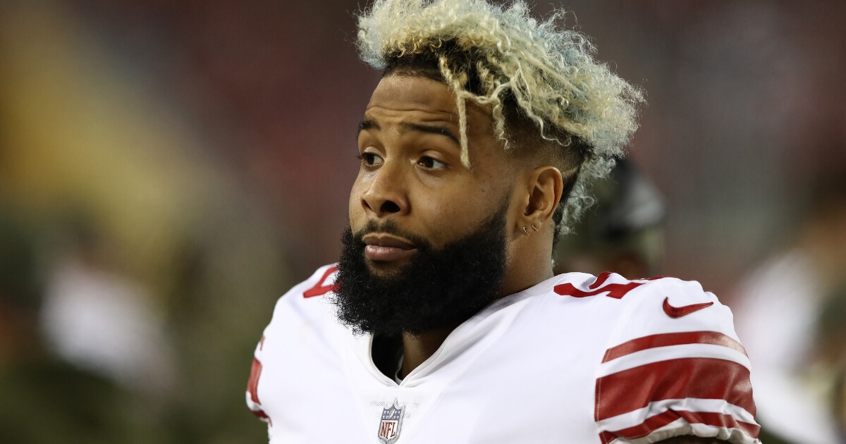 Wide receiver Odell Beckham of the New York Giants stands on the sidelines during a game against the San Francisco 49ers at Levi's Stadium on Nov. 12.