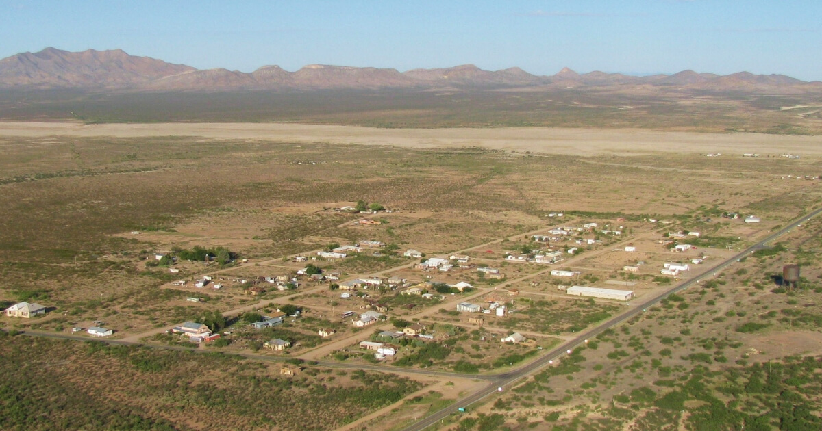 An aerial view of Hachita, New Mexico.