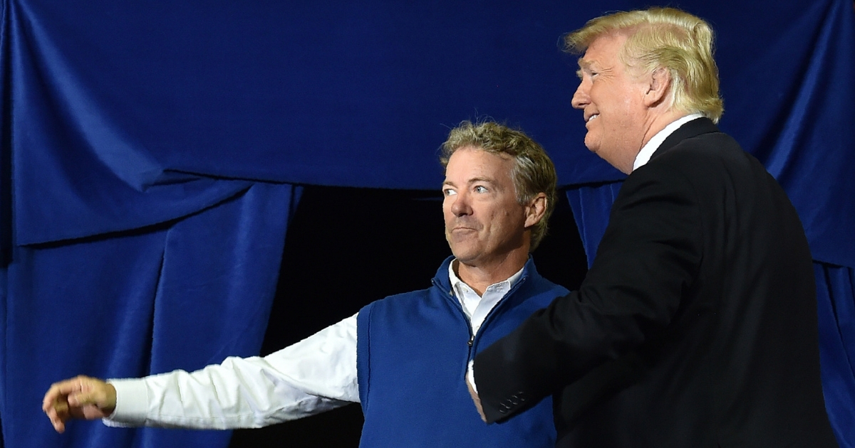 President Donald Trump, right, appears with Sen. Rand Paul, R-Ky., at an Oct. 13 campaign rally in Richmond, Kentucky.