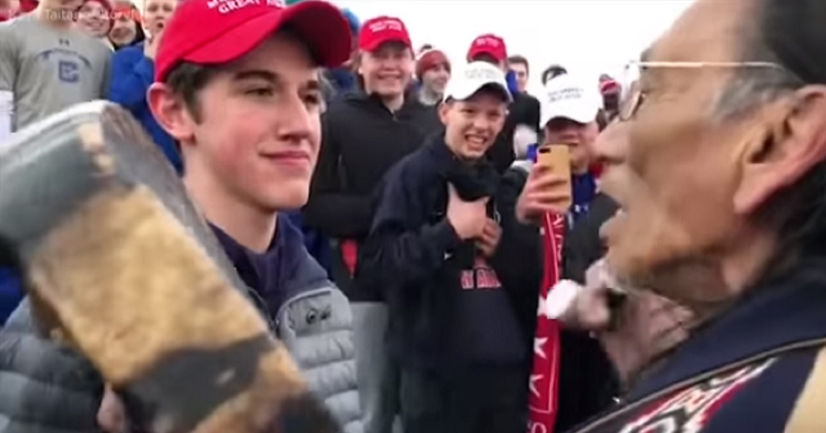 The infamous standoff Friday between Kentucky high school student Nick Sandmann and Native American activist Nathan Philllips.