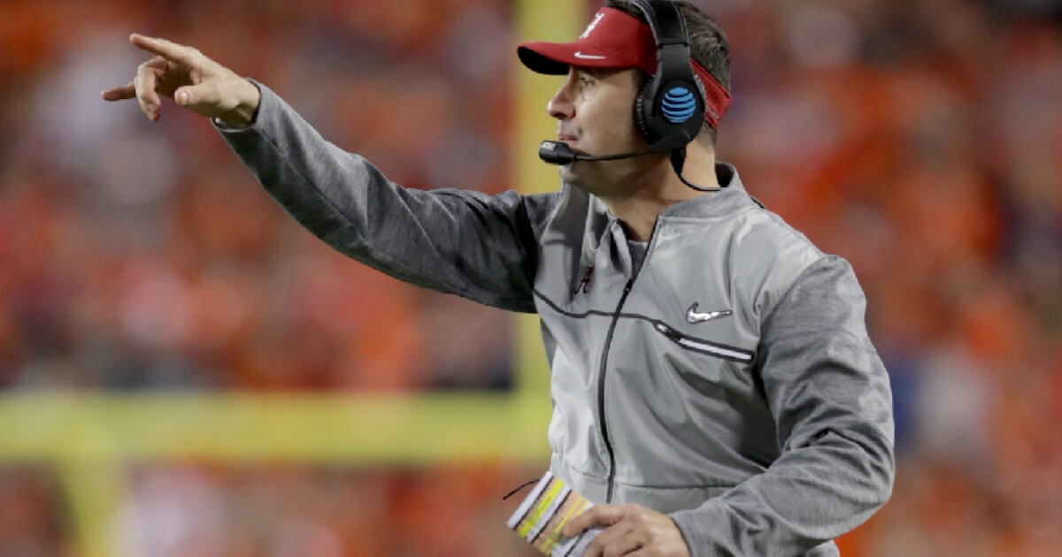 Offensive coordinator Steve Sarkisian of the Alabama Crimson Tide reacts during the second half of the 2017 College Football Playoff National Championship Game against the Clemson Tigers at Raymond James Stadium on Jan. 9, 2017 in Tampa, Florida. Sarkisian left Alabama for the NFL, but has reportedly agreed to return.