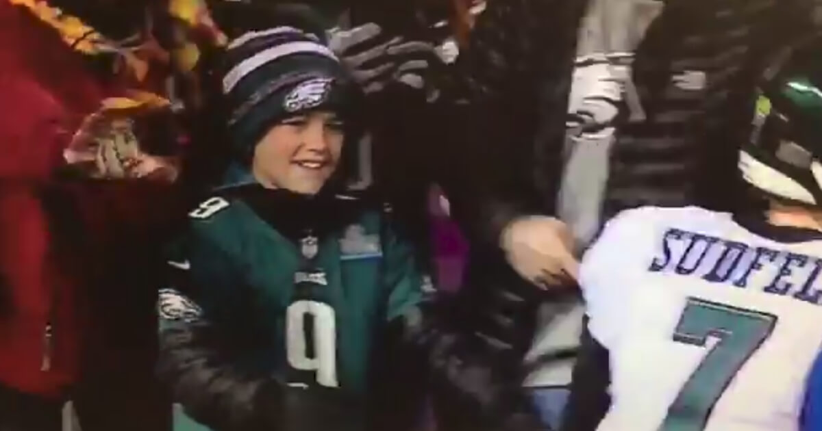 Philadelphia Eagles wide receiver Nelson Agholor caught a touchdown pass from third-string quarterback Nate Sudfeld and handed it to a young fan. Sudfeld, however, asked for it back.