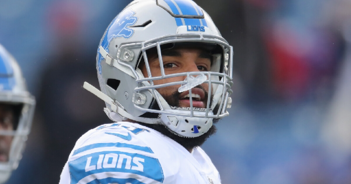 Trevor Bates of the Detroit Lions warms up before the start of NFL game action against the Buffalo Bills at New Era Field on Dec. 16, 2018 in Buffalo, New York.