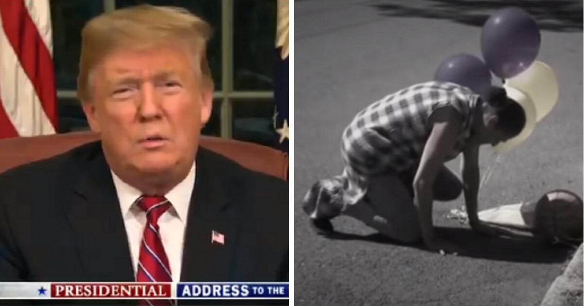 President Donald Trump, left; and a mother grieving for daughter killed by MS-13, right.