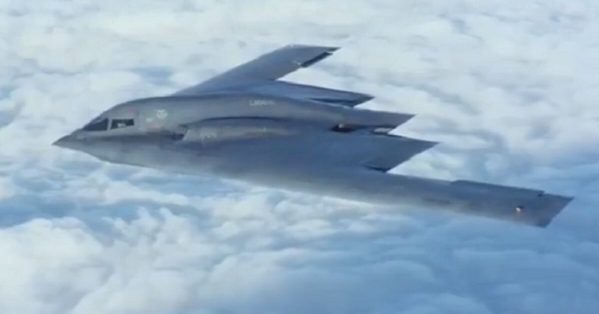 A stealth bomber in flight.