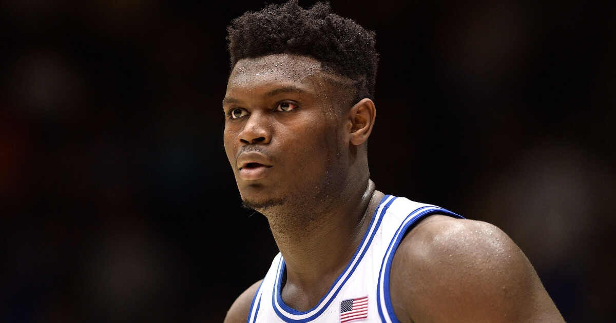 Zion Williamson of the Duke Blue Devils looks on during Monday's loss to the Syracuse Orange at Cameron Indoor Stadium.