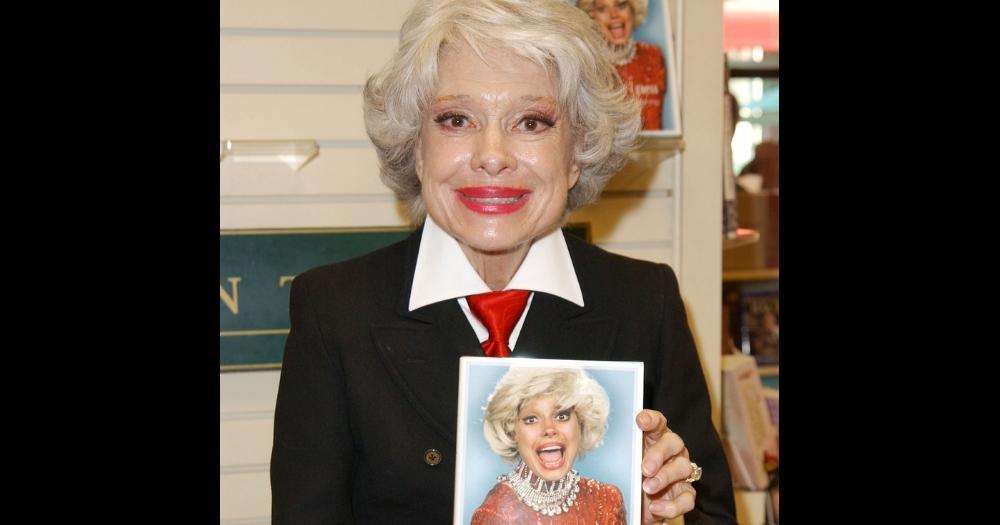 Actress Carol Channing poses for a photograph prior to signing copies of her new book 'Just Lucky, I Guess' at Brentano's Book Shop on Oct. 26, 2002 in West Hollywood, California.