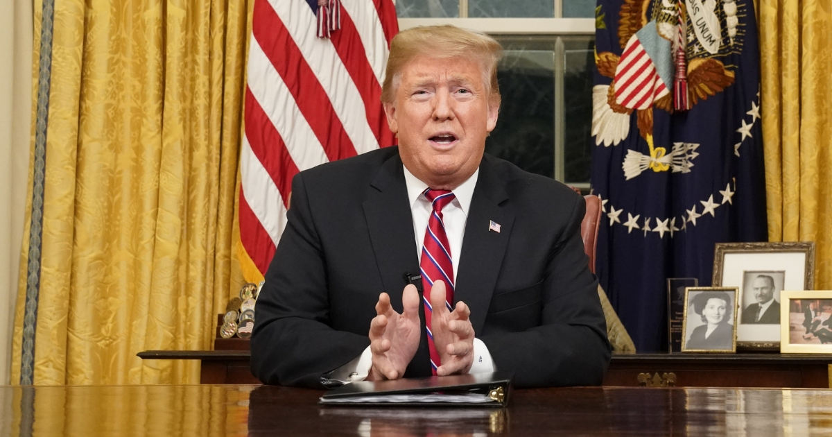 President Donald Trump delivers national address from the Oval Office