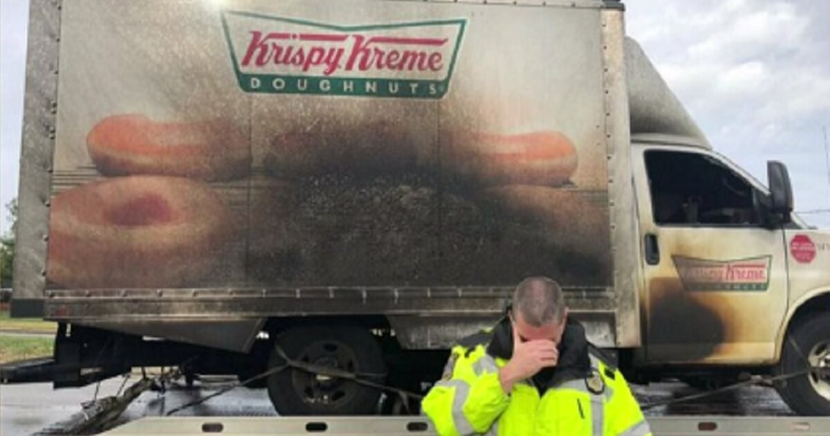 Burned Krispy Kreme truck.