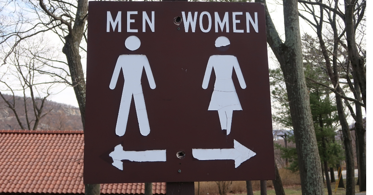 Sign for men and women's bathroom