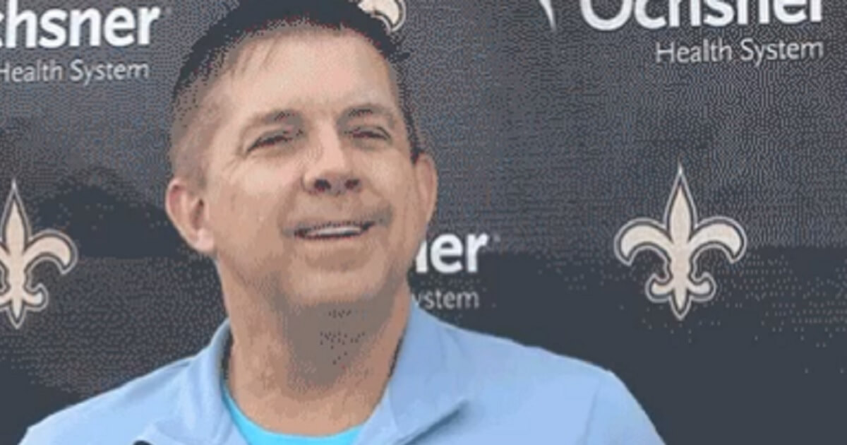 Sean Payton at the podium
