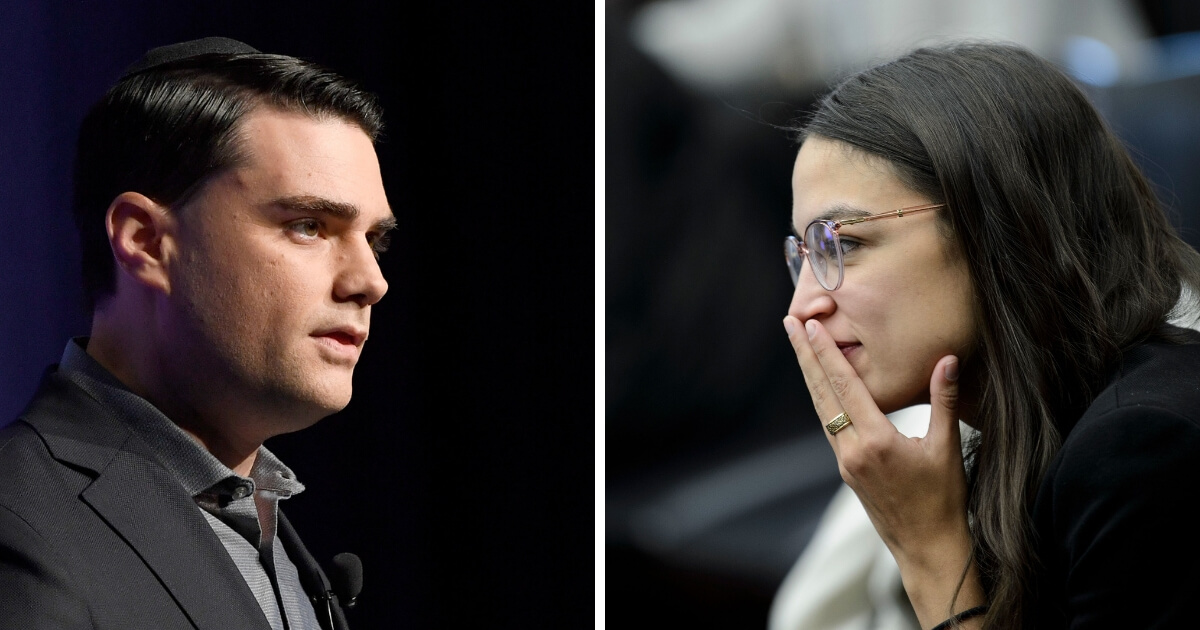 Conservative commentator Ben Shapiro, left, derided New York Rep. Alexandria Ocasio-Cortez and her extreme tax plan in a tweet Friday.