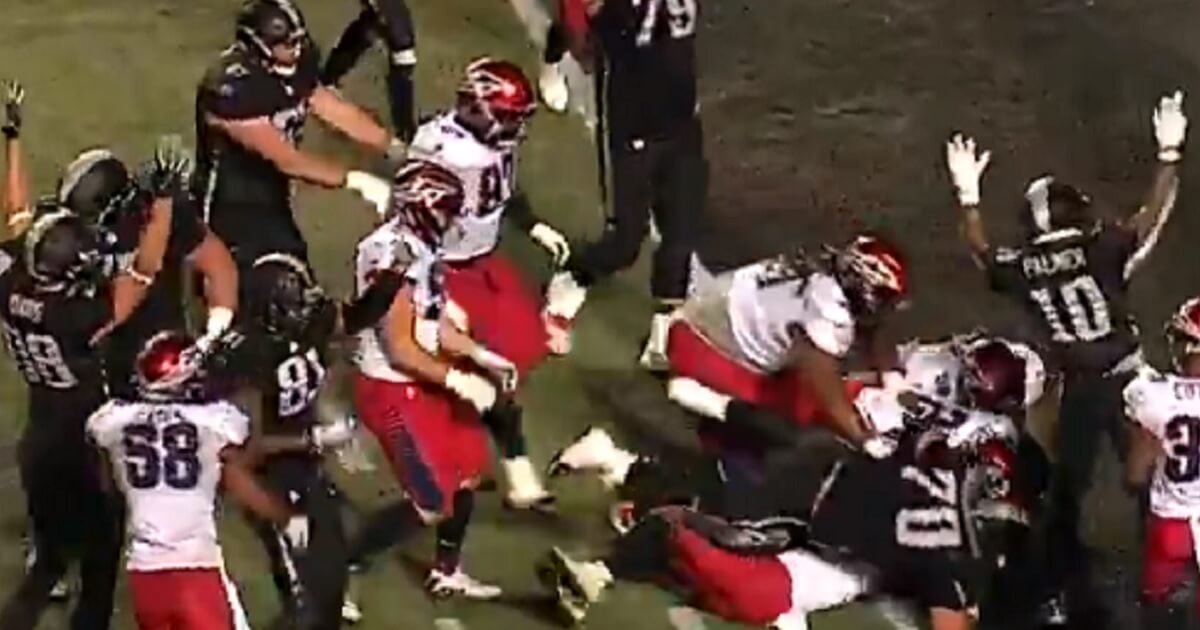 Scene from AAF football on Feb. 9.