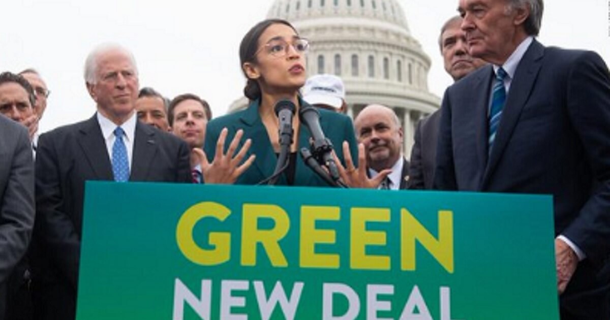 U.S. Rep. Alexandria Ocasio-Cortez rolls out the Green New Deal program at a Washington news conference Feb. 7.