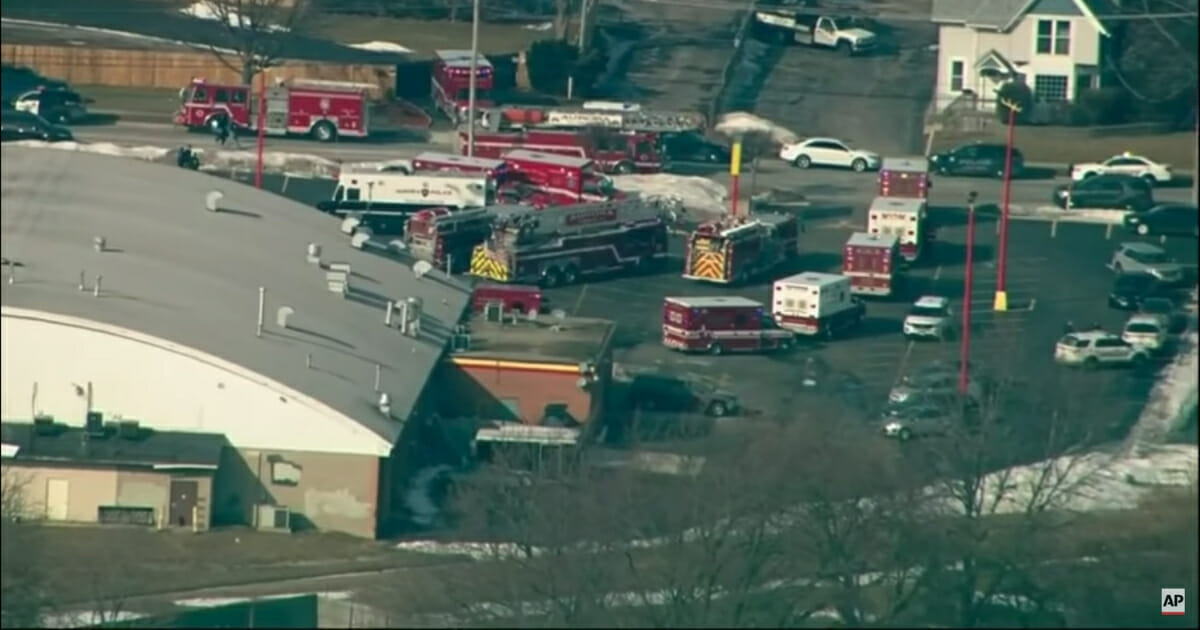 Scene where an active shooter was reported at an Aurora, Illinois, industrial park