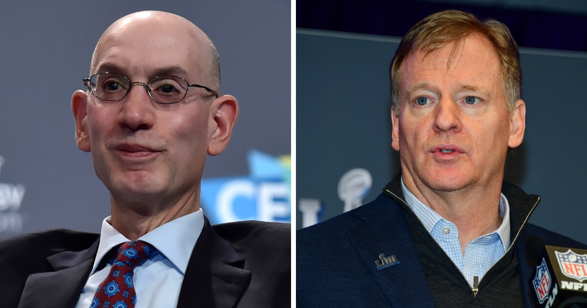 NBA commissioner Adam Silver, left, has reportedly been approached by NFL owners who want him to take over from Roger Goodell, right. But Silver doesn't seem to be interested.