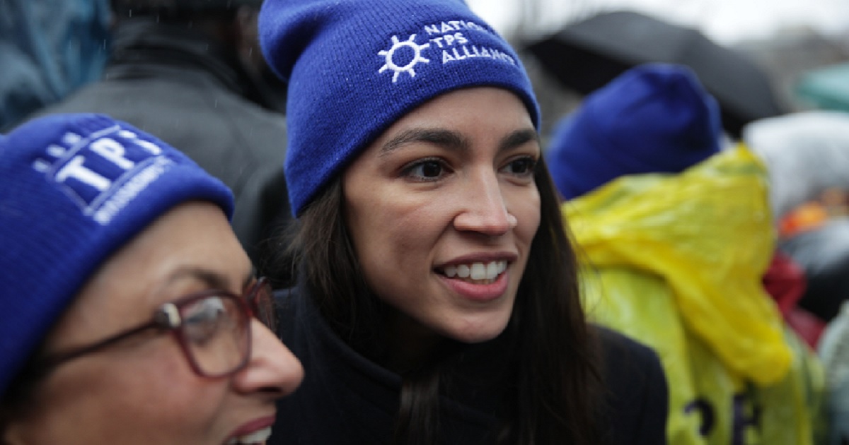 New York Democrat Alexandria Ocasio-Cortez attends a rally outside the White House on Tuesday.