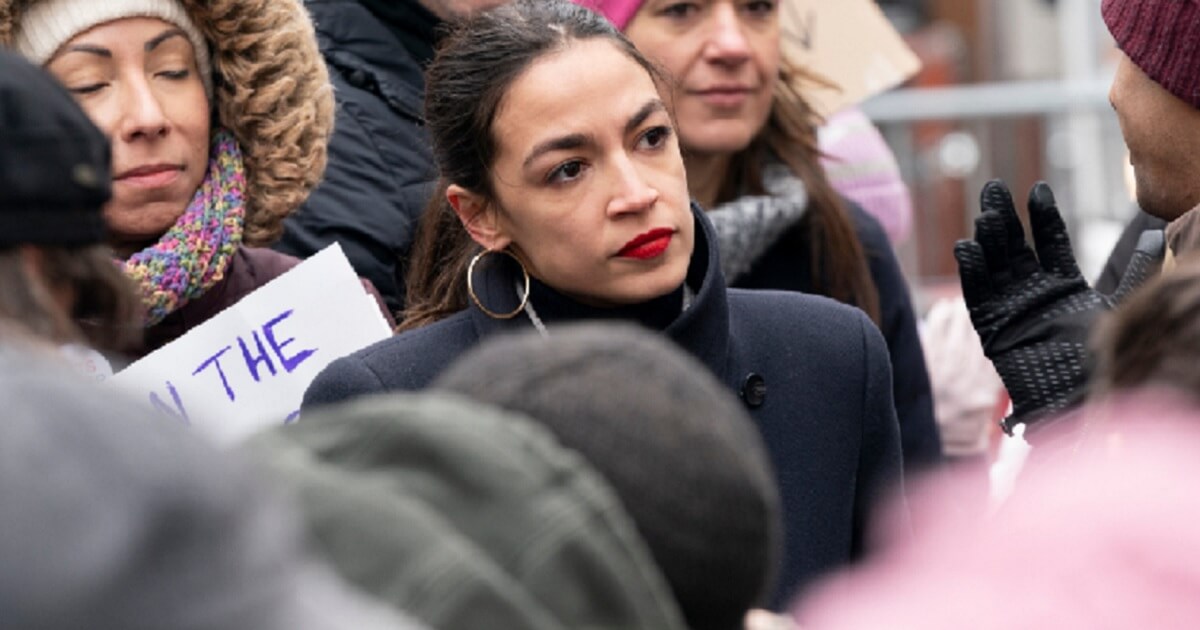 Rep. Alexandria Ocasio-Cortez mingles with supporters during the Jan. 19 Women's March in New York City.