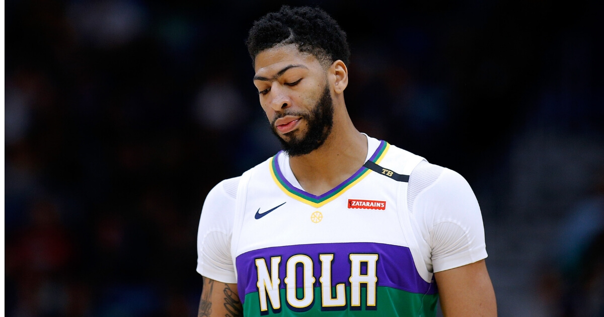 Anthony Davis of the New Orleans Pelicans reacts during Friday's game against the Minnesota Timberwolves at the Smoothie King Center.