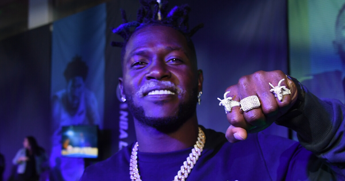 Pittsburgh Steelers wide receiver Antonio Brown shows off his rings during the Bud Light Super Bowl Music Fest on Thursday at State Farm Arena in Atlanta.