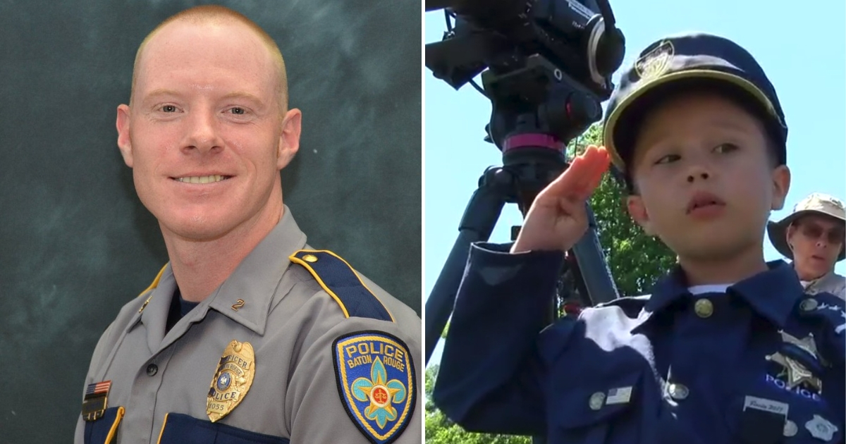 Boy Salutes Fallen Officer