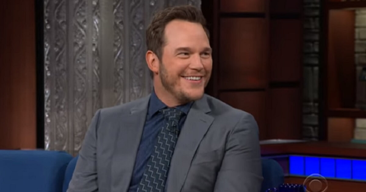 Chris Pratt during "The Late Show" interview.