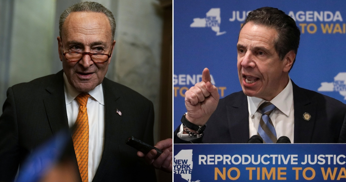 Chuck Schumer, left, and Andrew Cuomo, right.