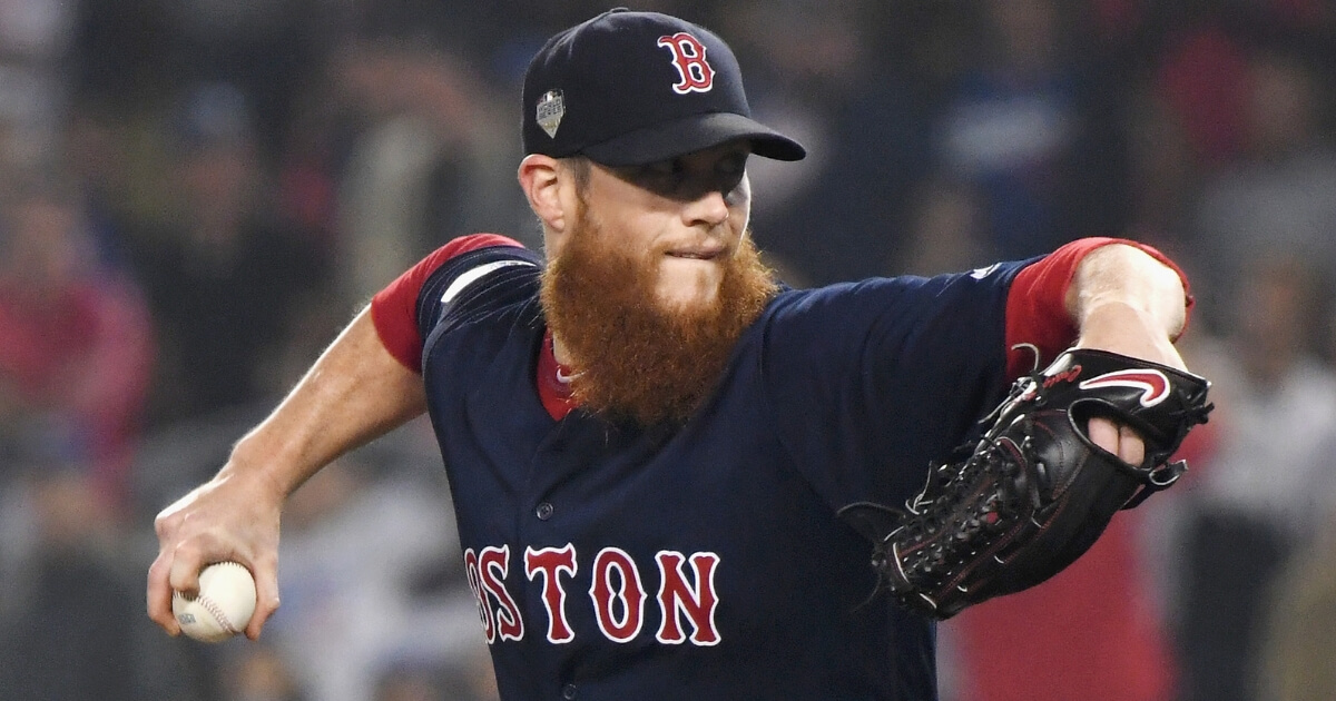 Closer Craig Kimbrel pitches for the Boston Red Sox in the ninth inning of World Series Game 4 against the Los Angeles Dodgers on Oct. 27, 2018.