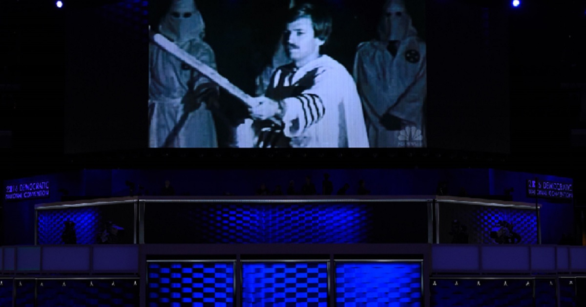 An image of former Ku Klux Klan leader David Duke participating in a Klan event was part of a projection presentation at the 2016 Democratic National Convention in Philadelphia.