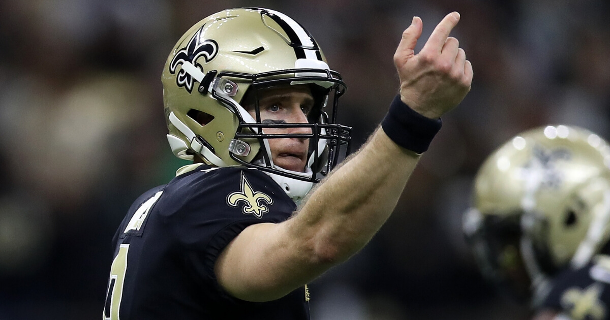 Drew Brees of the New Orleans Saints gestures during the team's NFC divisional playoff game Jan. 13.