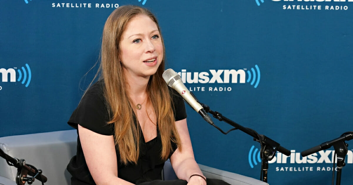 Chelsea Clinton speaks at SiriusXM with Nancy Northup and hosts Zerlina Maxwell and Jess McIntosh at the SiriusXM Studio on Sept. 13, 2018 in New York City.