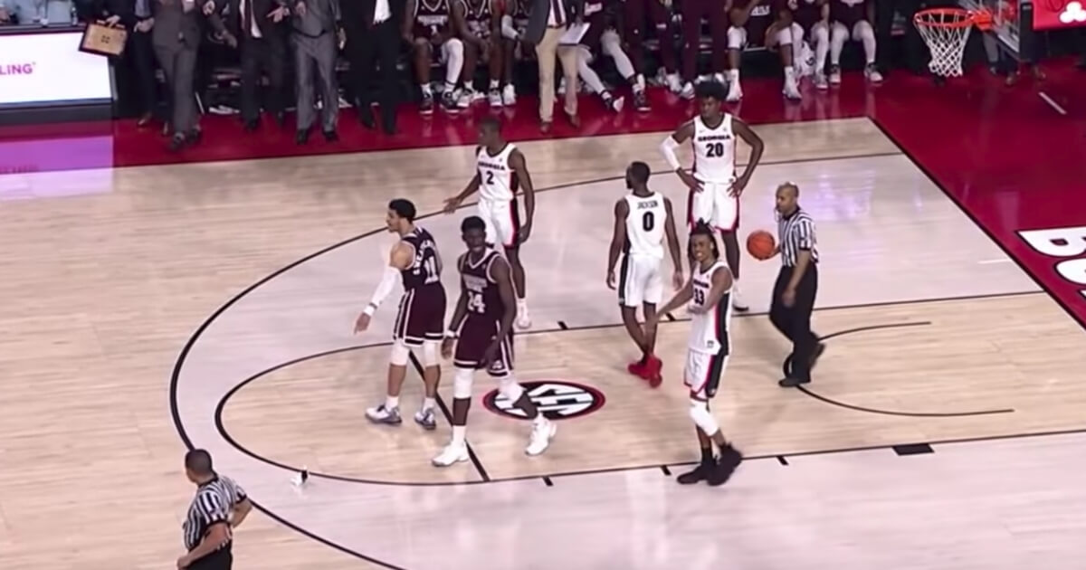 With 0.5 seconds left and the game tied at 67, a fan threw a promotional beanbag dog on the court while Mississippi State's Quinndary Weatherspoon was shooting the first of two free throws against Georgia.